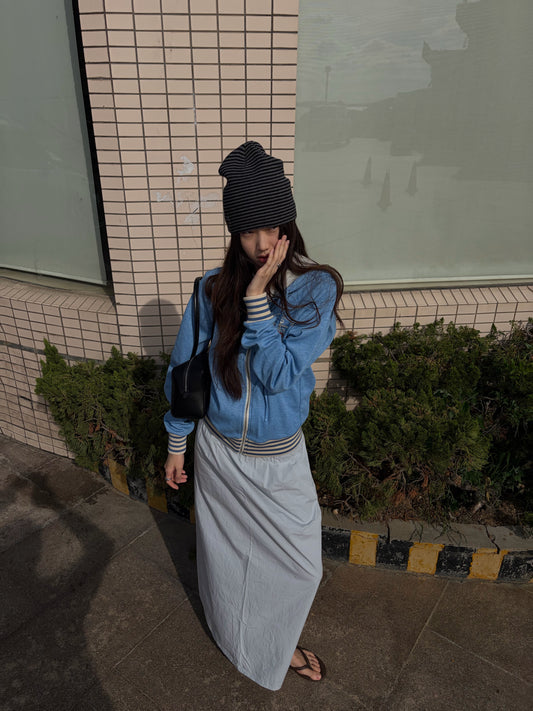 InsGale 26AW Blue Anchor Embroidered Hooded Jacket