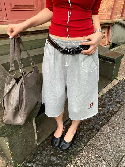 InsGale 26SS 刺繡卷邊七分衛褲