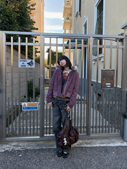 InsGale 26AW Vintage Berry Fur Parka