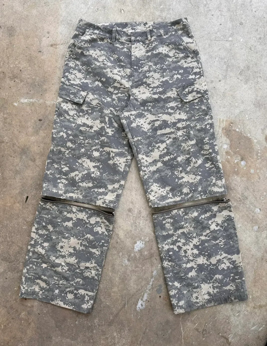 InsGale 24SS 可拆卸數位軍事迷彩工裝褲雙拼七分褲