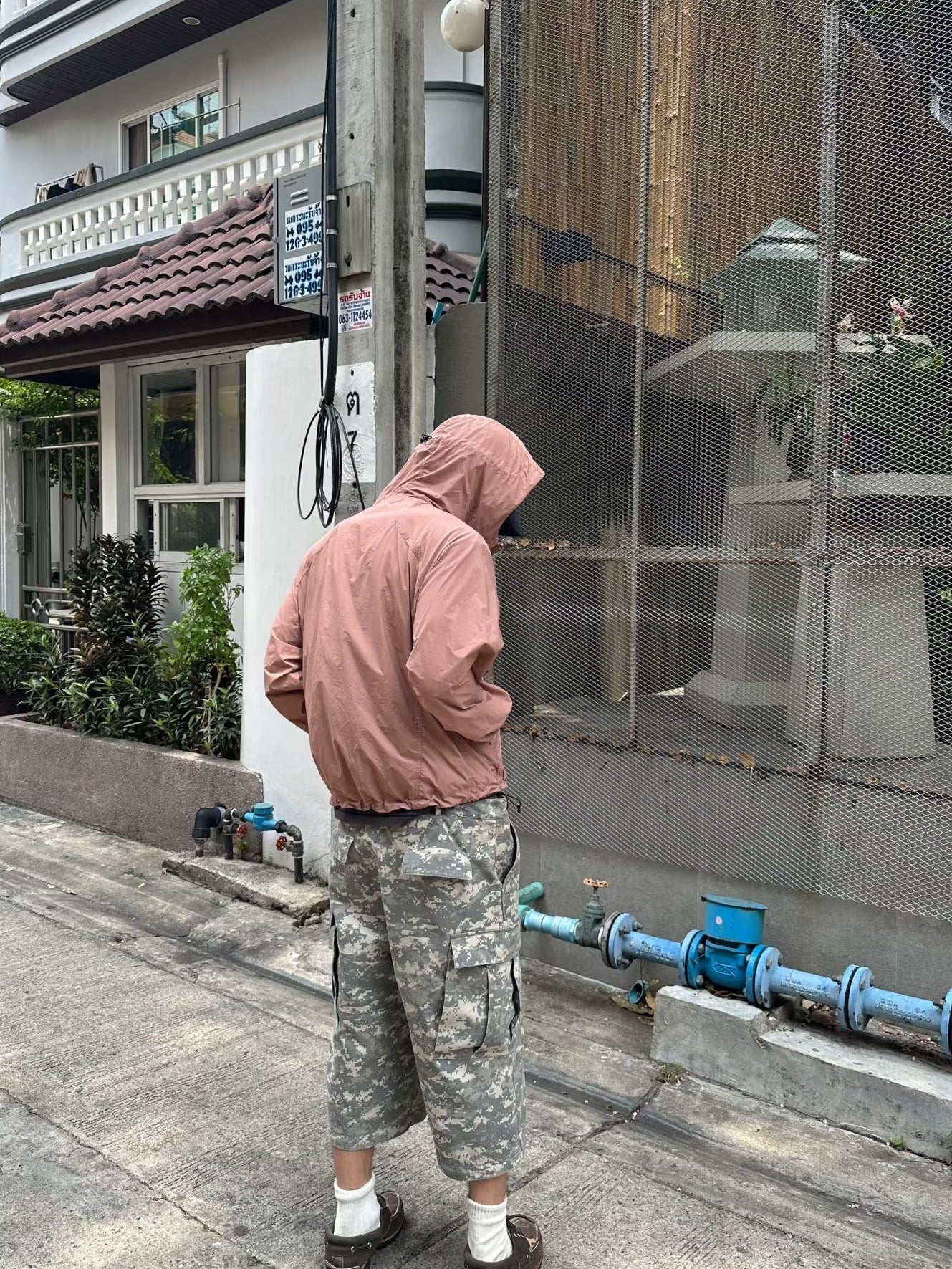 InsGale 24SS 可拆卸數位軍事迷彩工裝褲雙拼七分褲