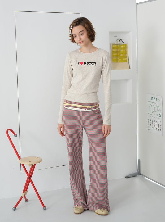 InsGale InsGale 26SS 復古刺繡條紋鬆弛長褲
