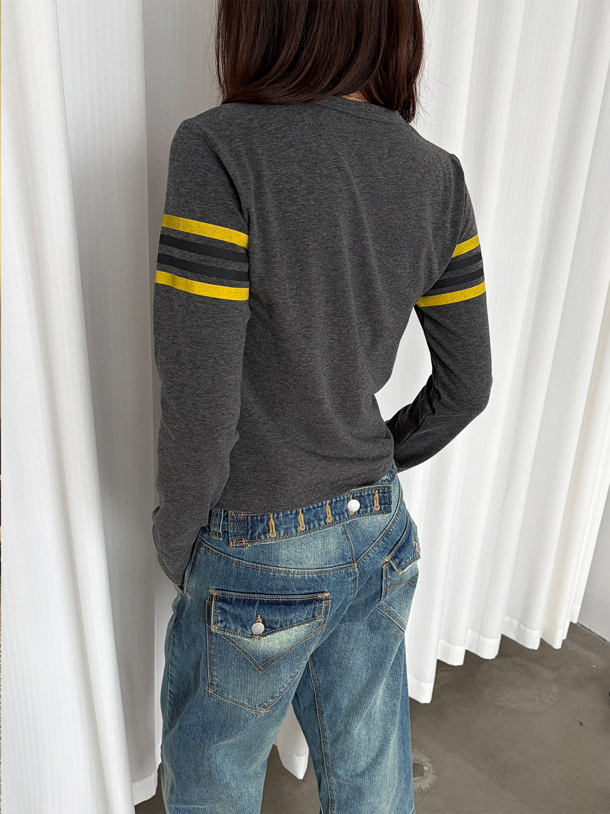 InsGale 26AW 復古橄欖球風格數字印花長T
