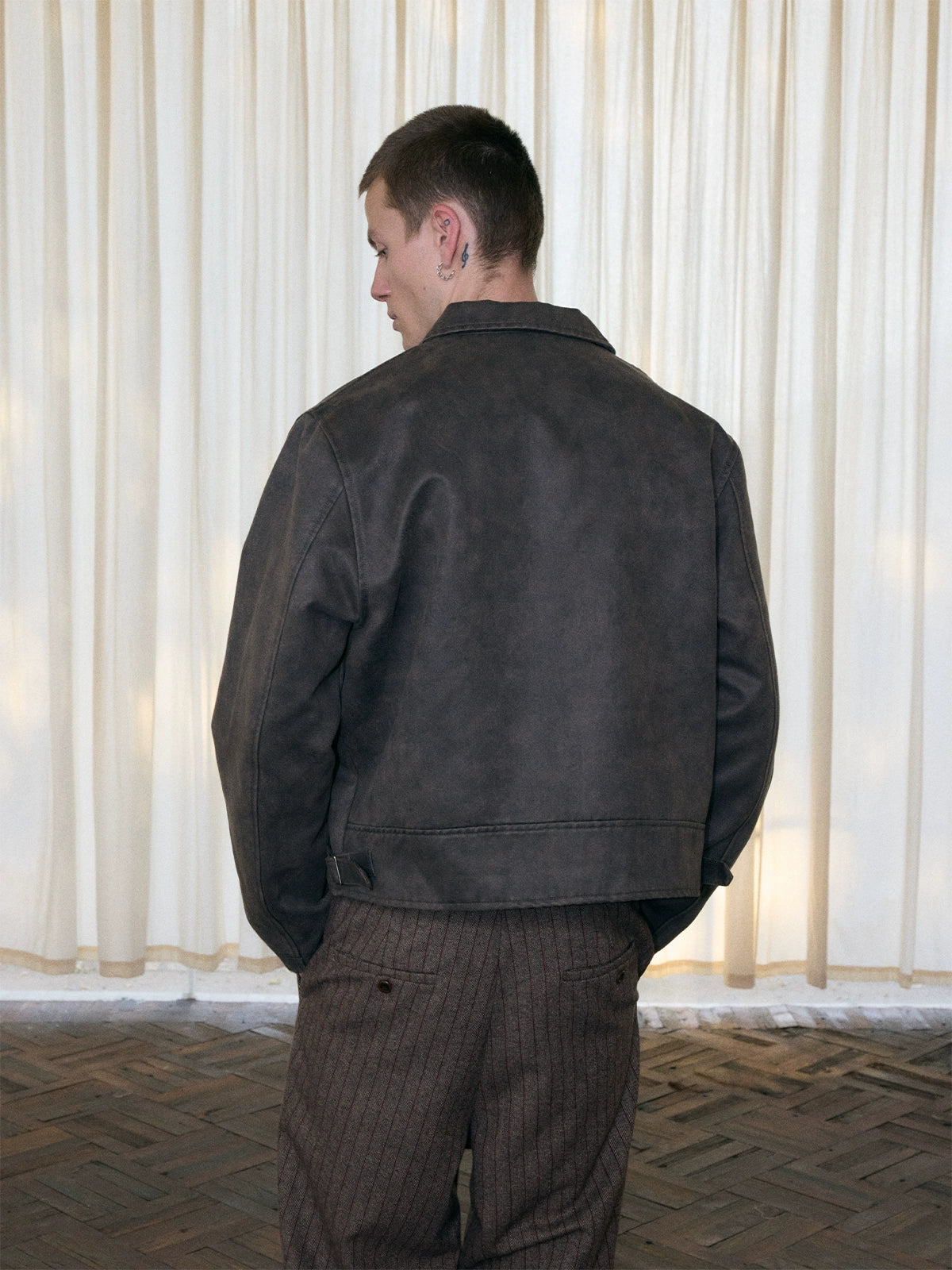 InsGale 25AW 水洗做舊短寬麂皮夾克