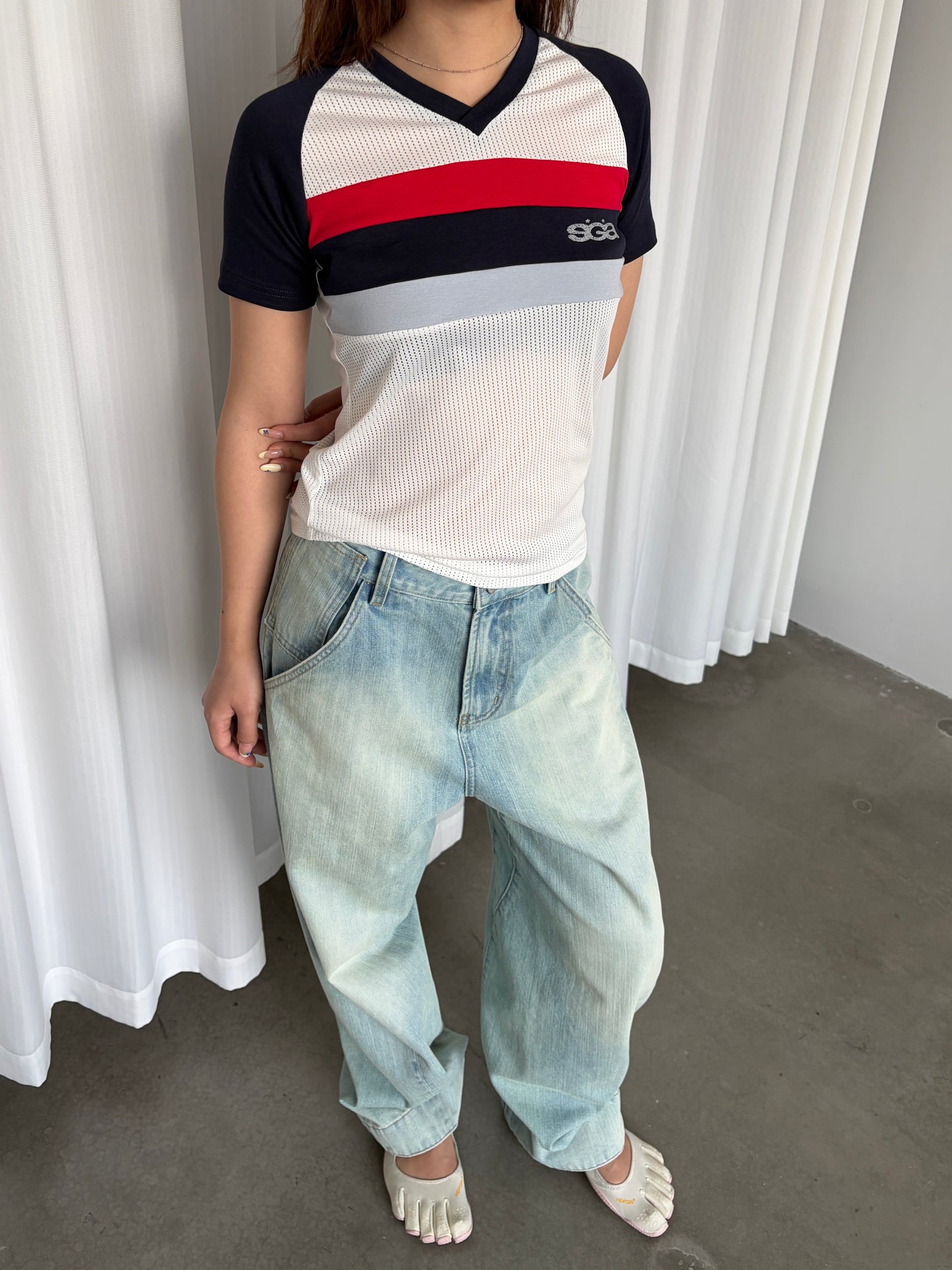 InsGale 26SS 網眼拼接復古運動短T