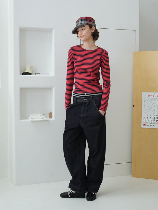 InsGale 26SS 復古條紋合身長Tee
