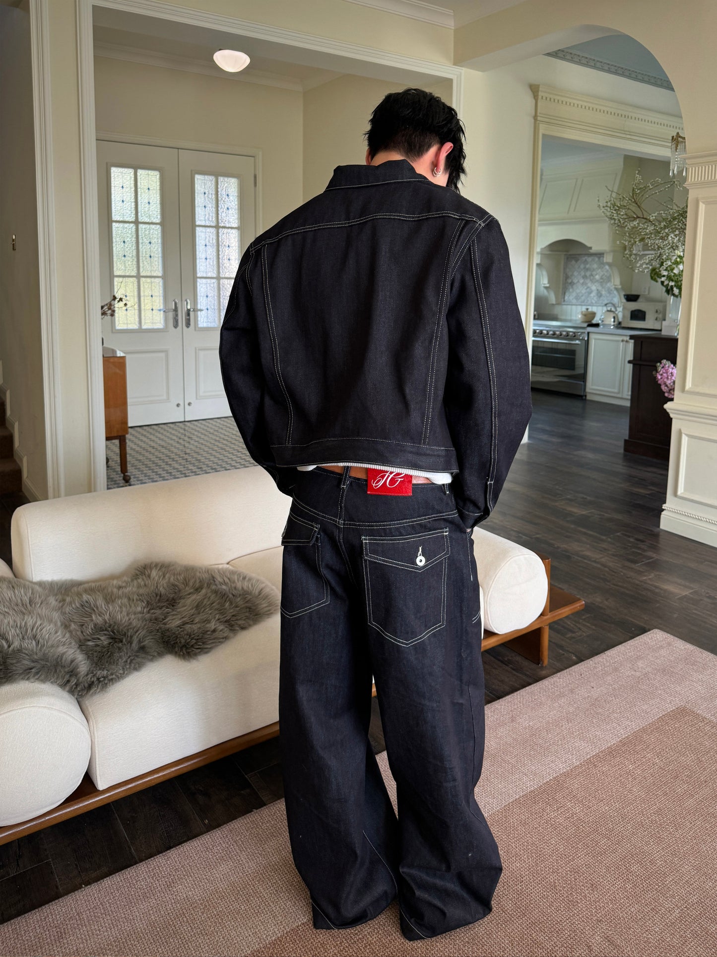 InsGale 25SS 黑藍硬挺經典原牛原色寬鬆BAGGY牛仔褲