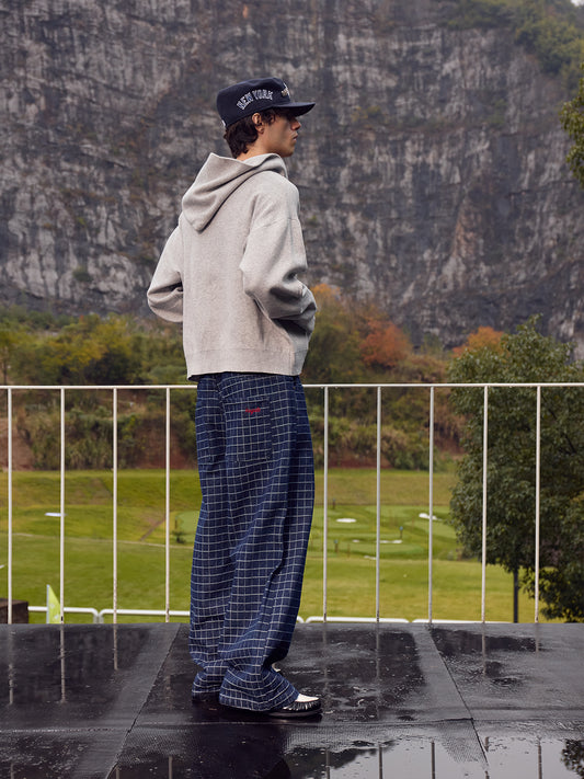 InsGale 25AW Plaid Vintage Embroidered Straight Leg Jeans