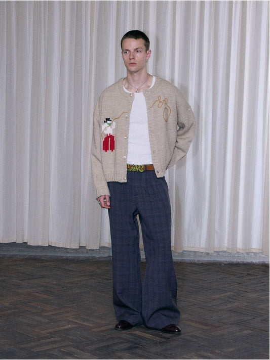 InsGale 25AW 千鳥格格紋打褶A字微喇長褲