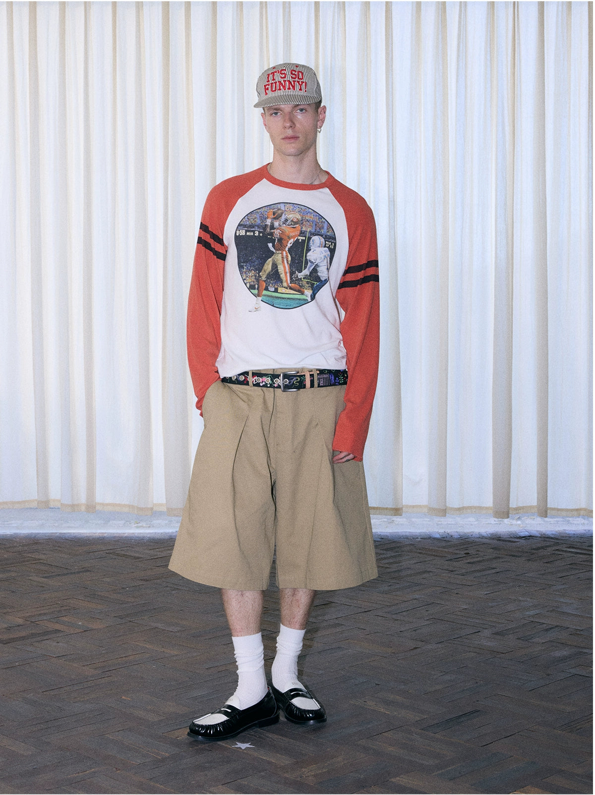 InsGale 25AW 白橘色撞色復古長袖T