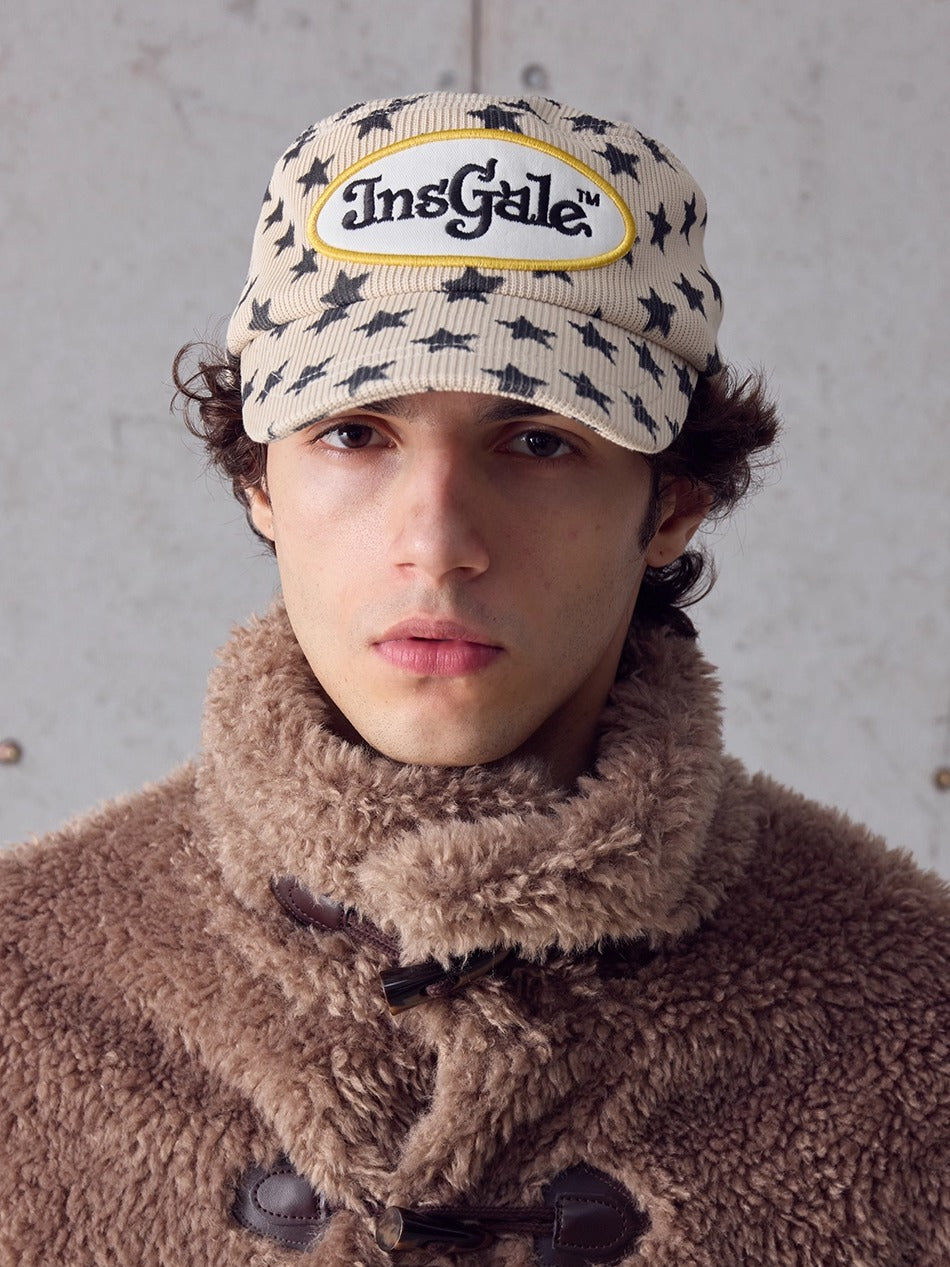 InsGale 25AW 星星針織平頂復古繡花鴨舌帽