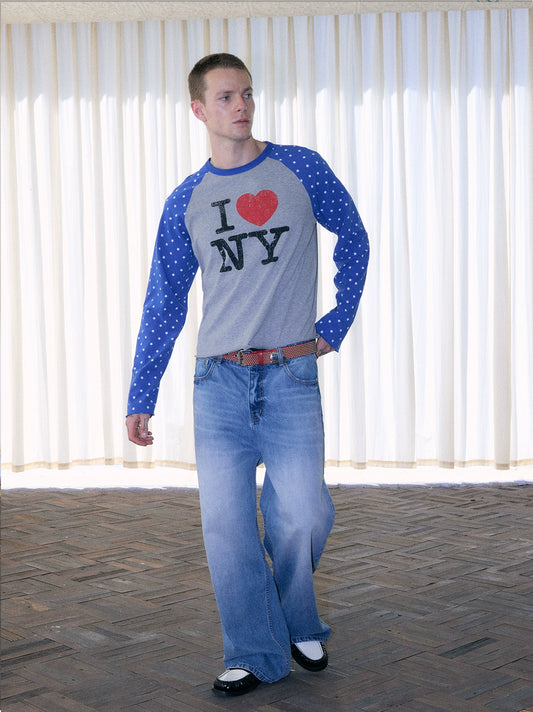 InsGale 25AW 星星撞色I LOVE NY長袖T