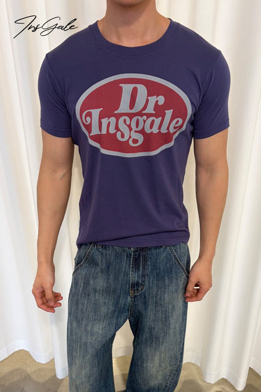 InsGale 26SS 美式復古標語印花合身短T