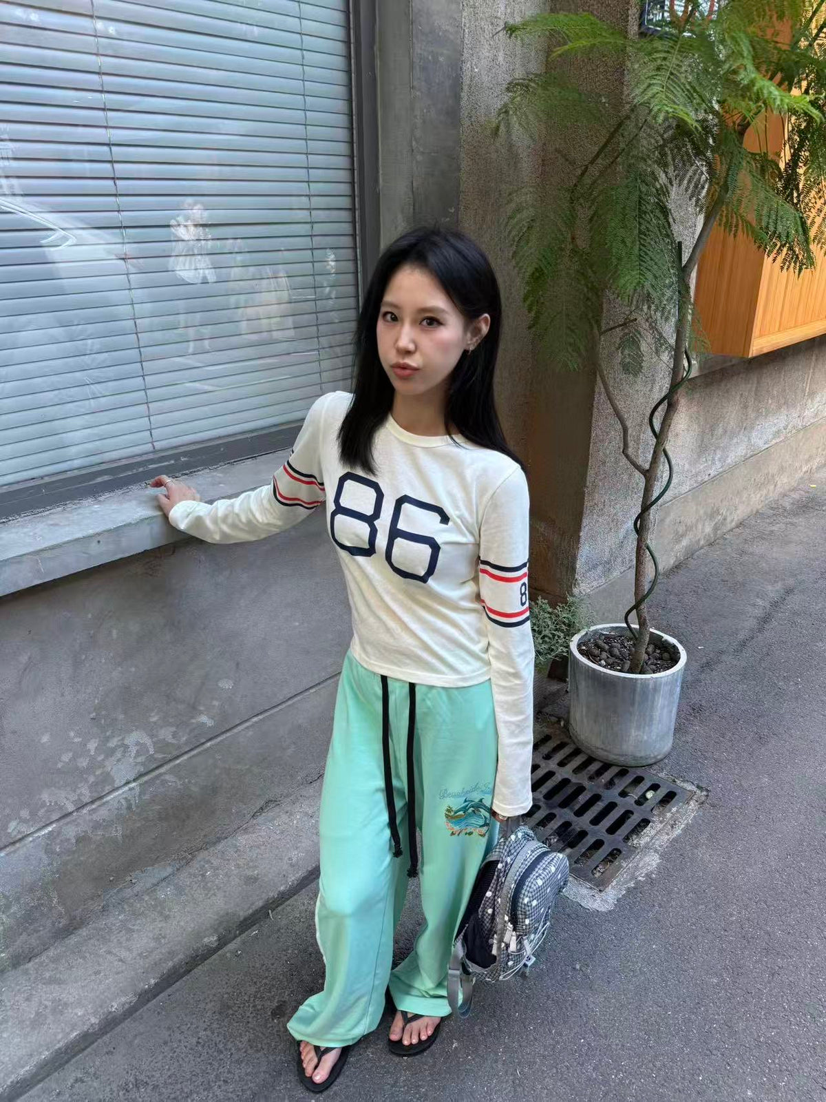 InsGale 26AW 米白復古86修身打底長T