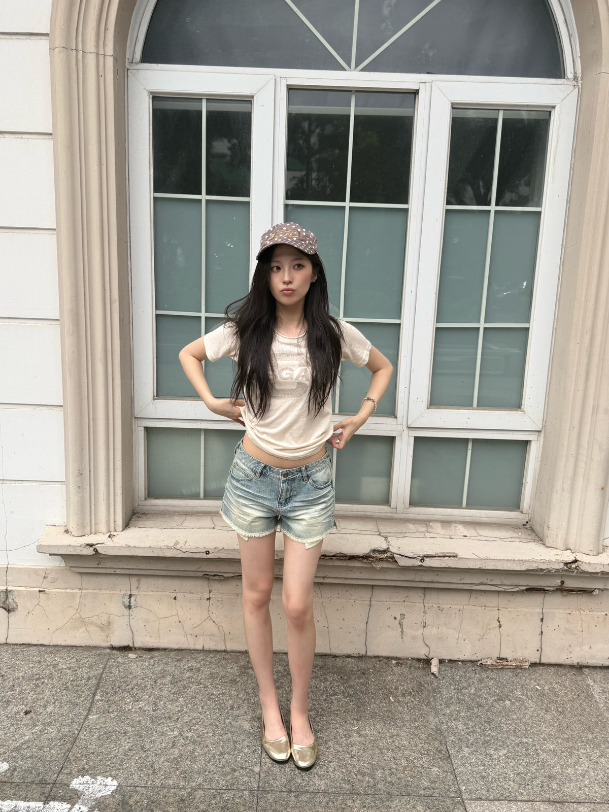 InsGale 26SS 美式復古做舊標語印花白T