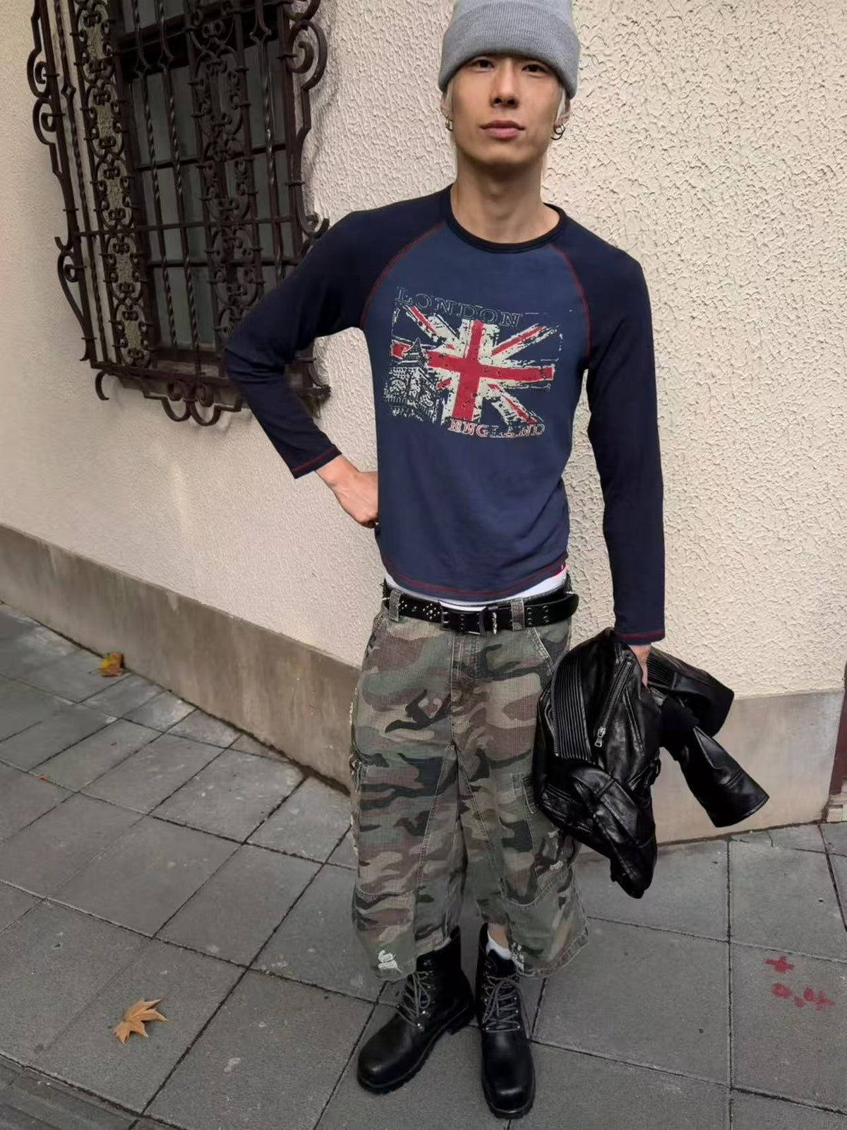 InsGale 26AW 撞色英國拼接插肩袖長T