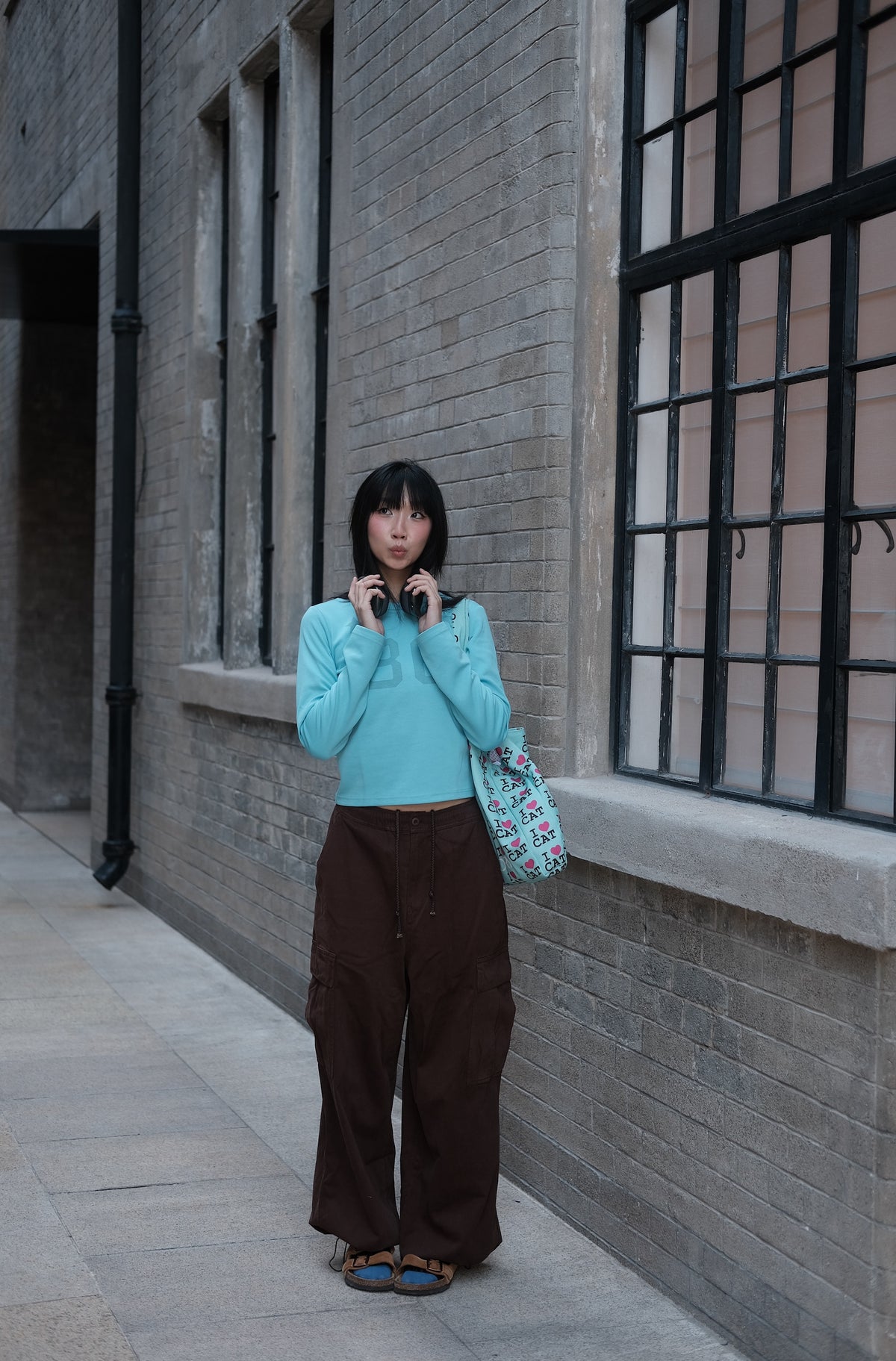 InsGale 26AW 藍色星星86印花修身長T
