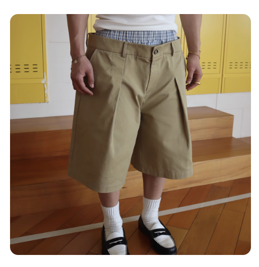 InsGale 25ss 美式復古雙腰頭拼接寬鬆工裝闊腿短褲