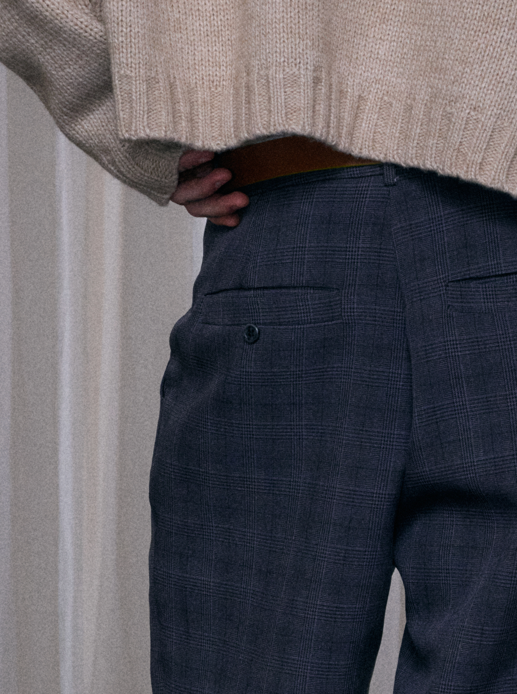 InsGale 25AW 千鳥格格紋打褶Ａ字微喇長褲