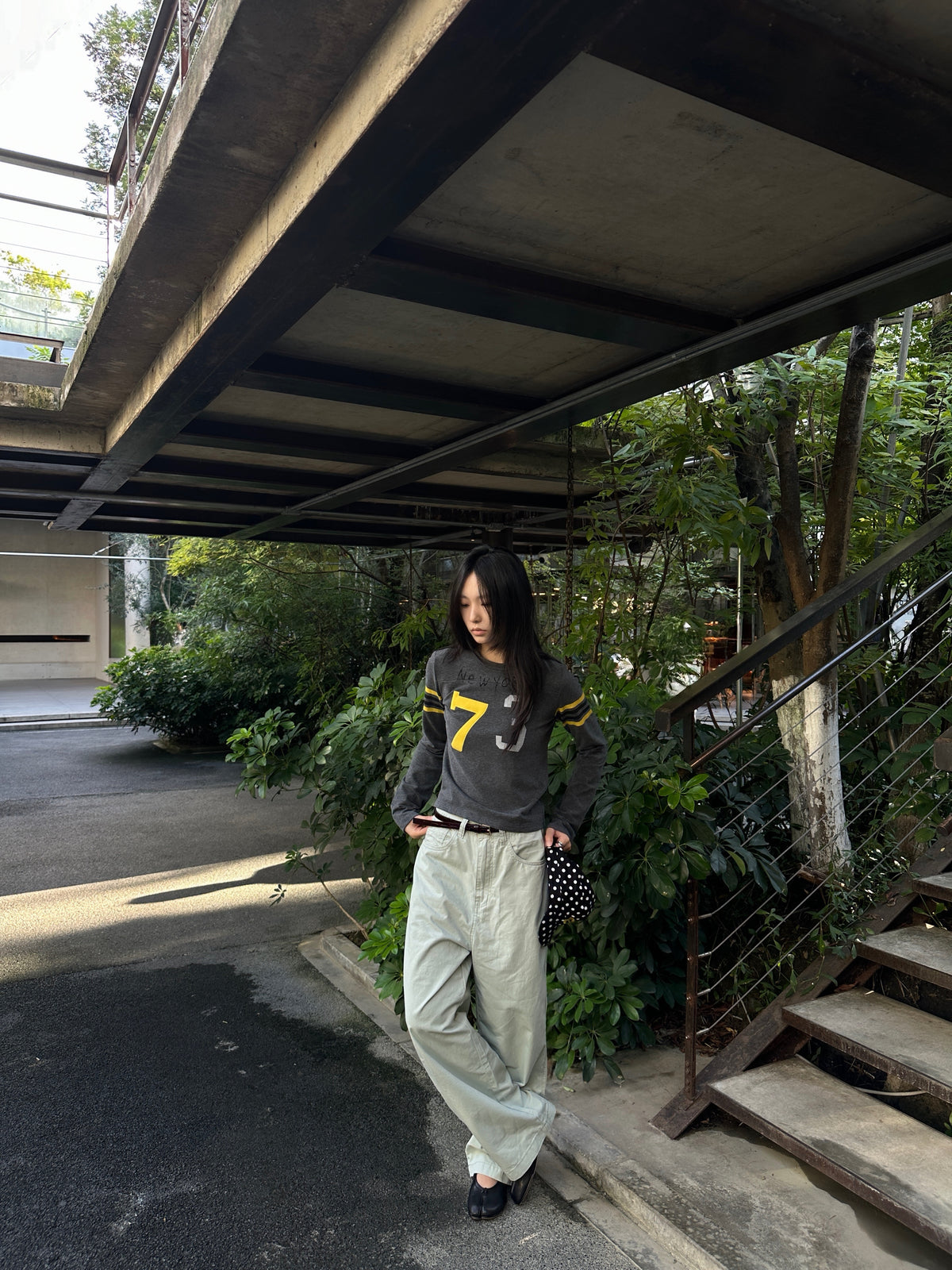 InsGale 26AW 復古橄欖球風格數字印花長T