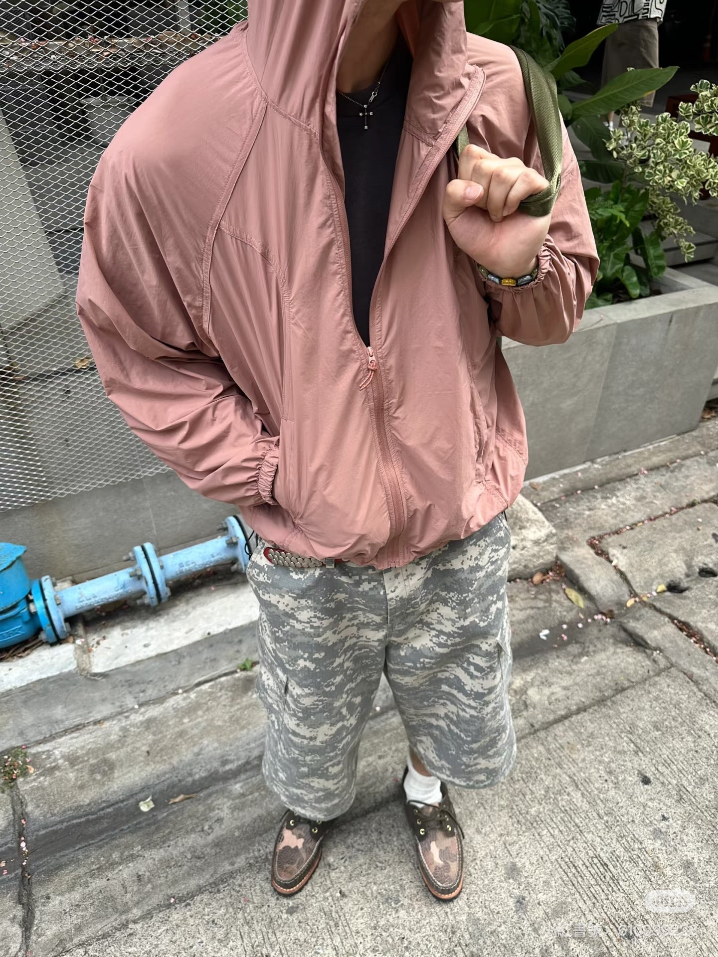 InsGale 可拆卸數位軍事迷彩工裝褲雙拼七分褲