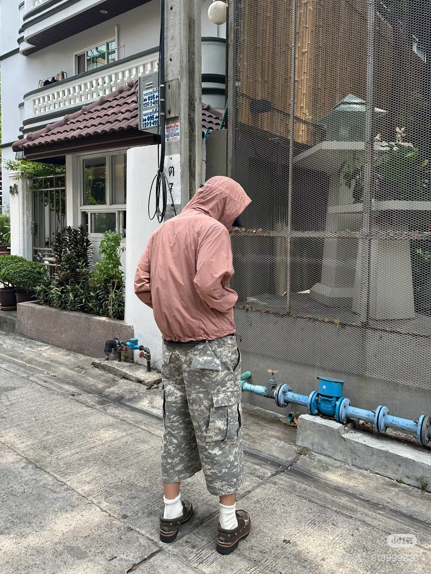 InsGale 可拆卸數位軍事迷彩工裝褲雙拼七分褲