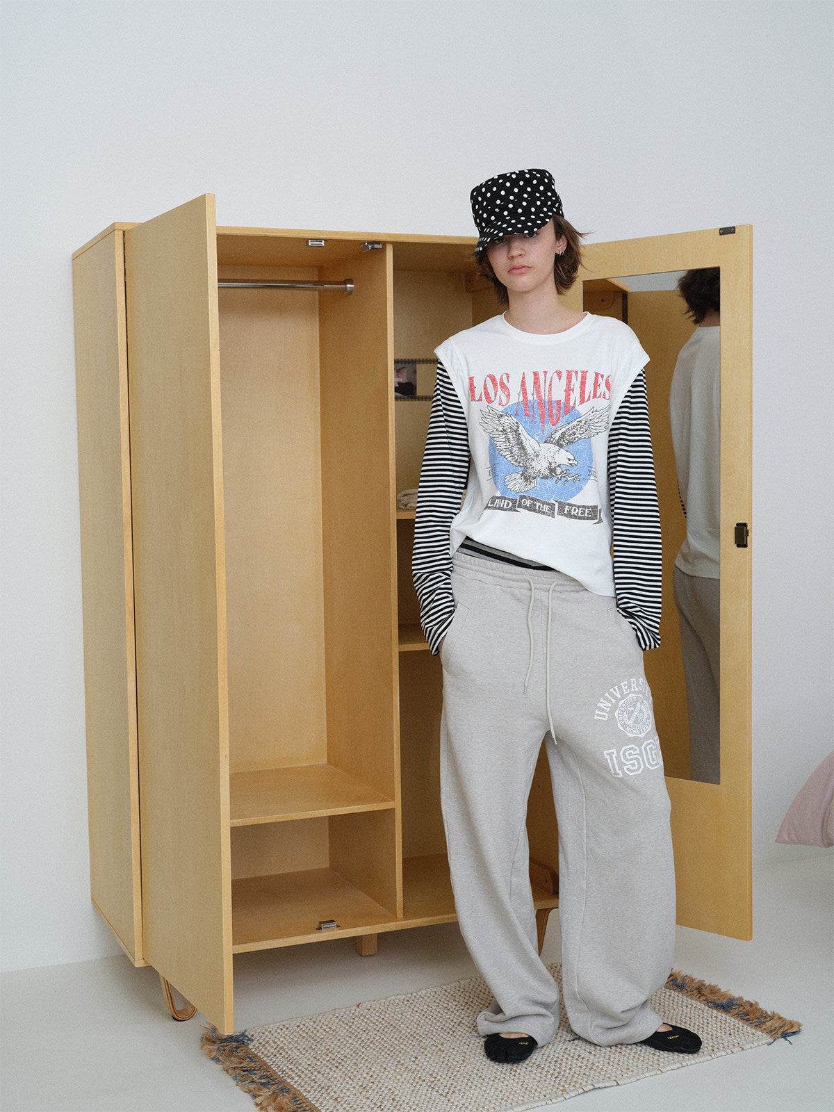 InsGale 26SS 復古條紋拼接長Tee