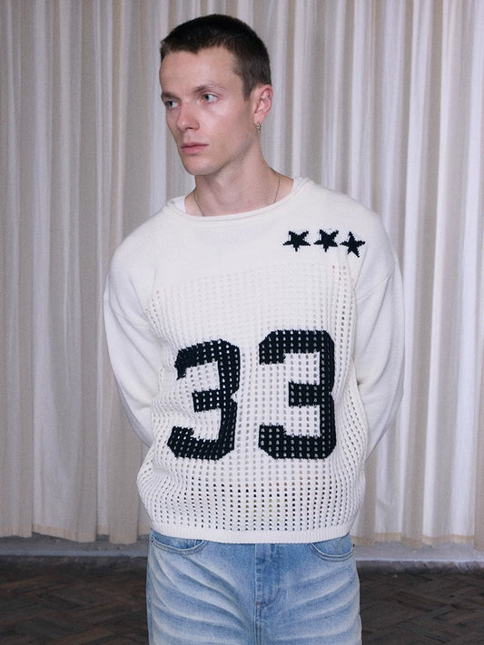 InsGale 25AW 簍空數字33毛衣