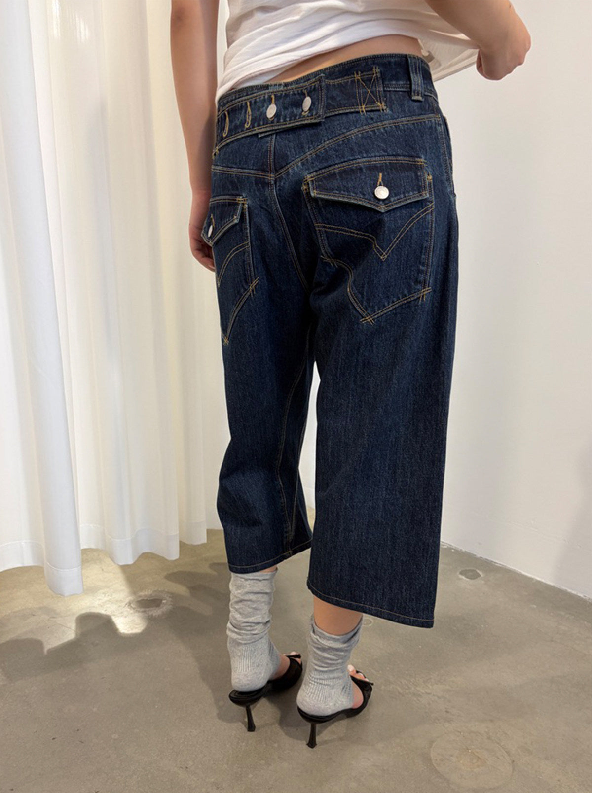 InsGale 26SS LEJ復古藍七分牛仔褲