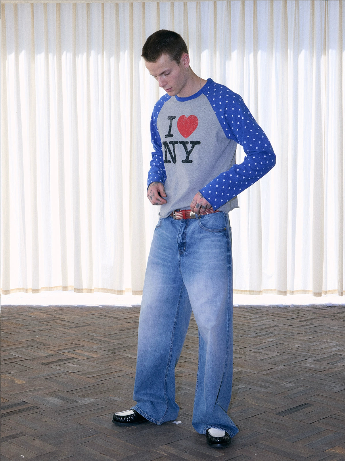 InsGale 25AW 星星撞色I LOVE NY長袖T