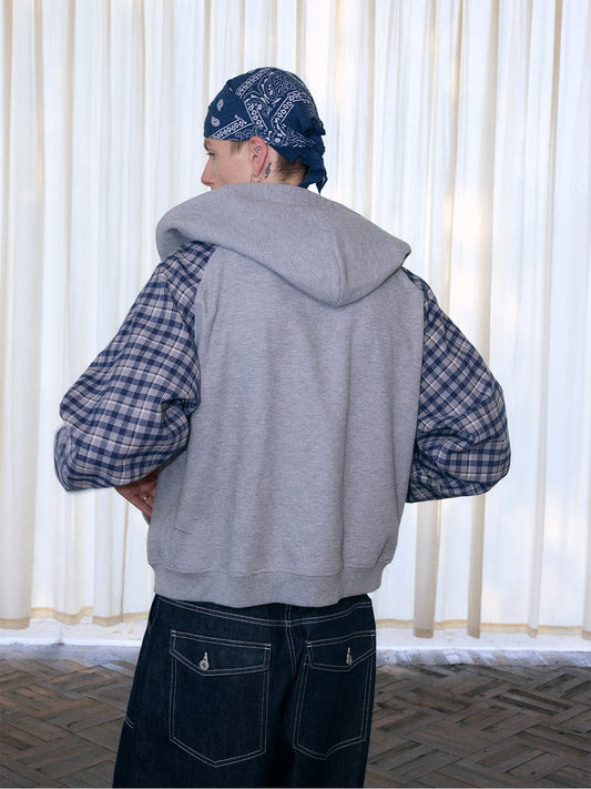 InsGale 25AW 撞色格紋華夫格刺繡連帽外套