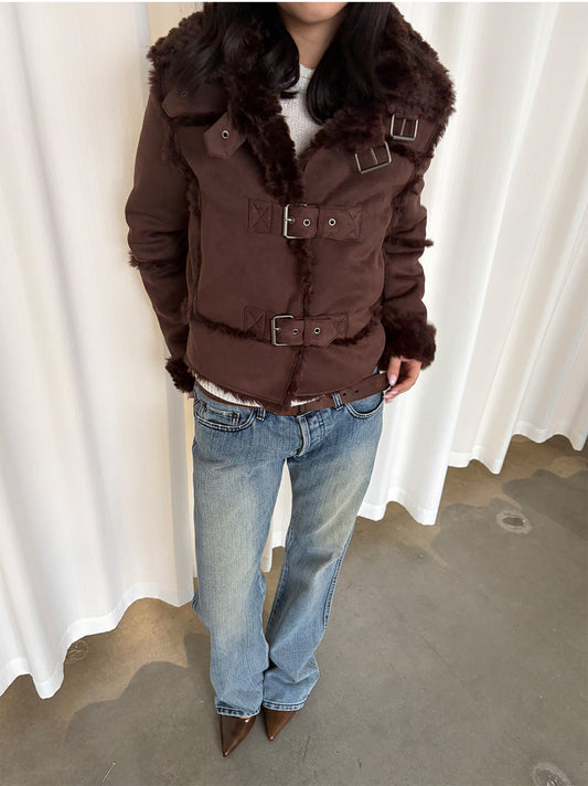 InsGale 26AW Vintage Brown Fur Jacket