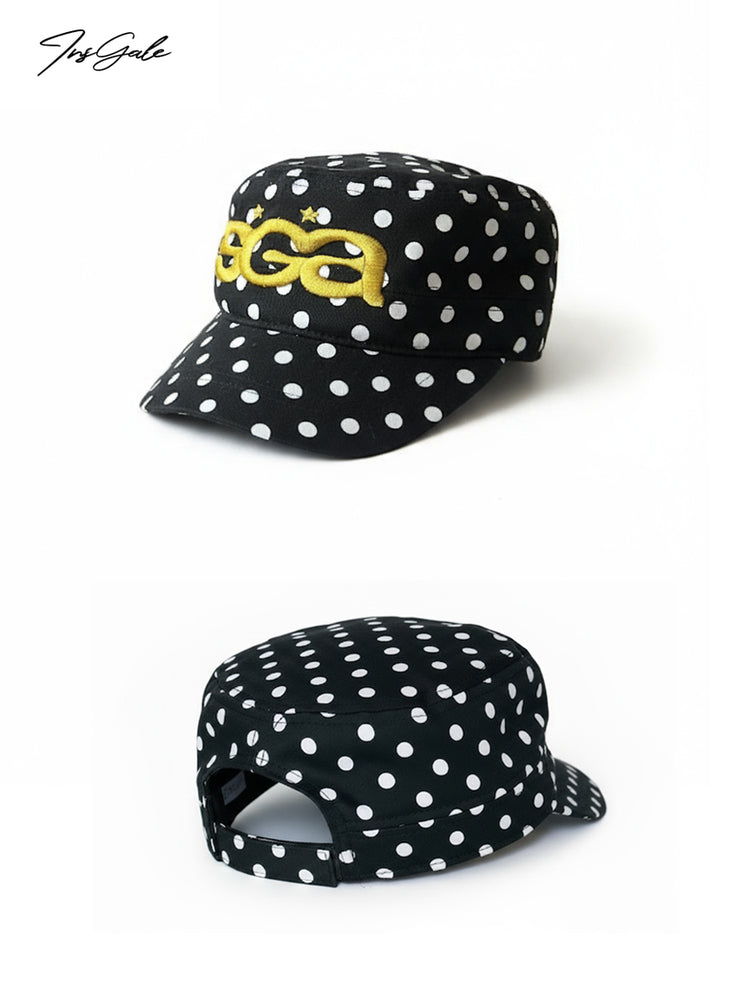 InsGale 25AW 點點復古刺繡平頂帽