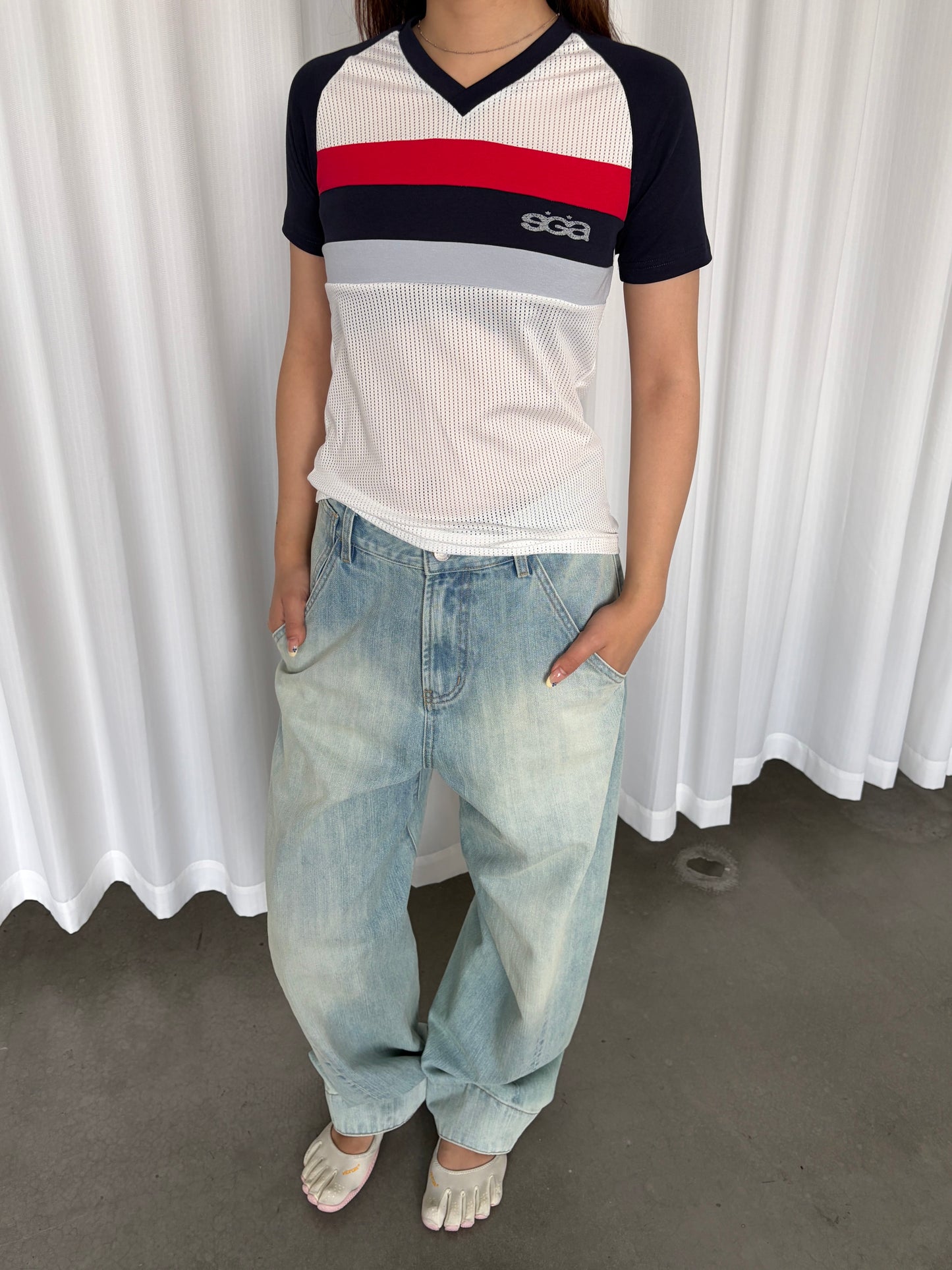 InsGale 26SS 網眼拼接復古運動短T