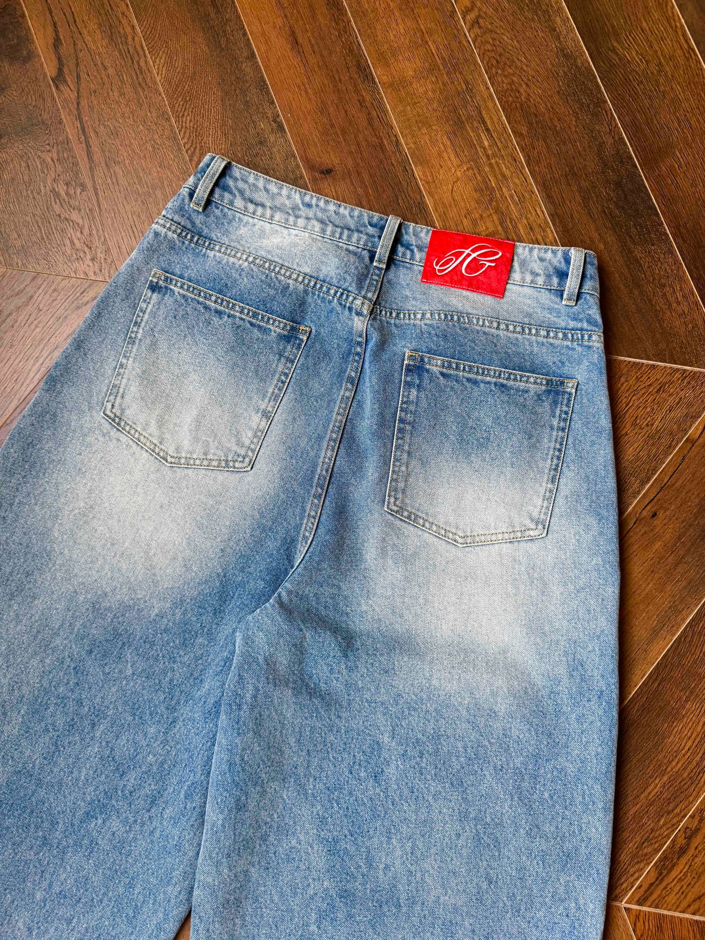 InsGale 25SS 鮮藍冰藍立體水洗BAGGY牛仔褲