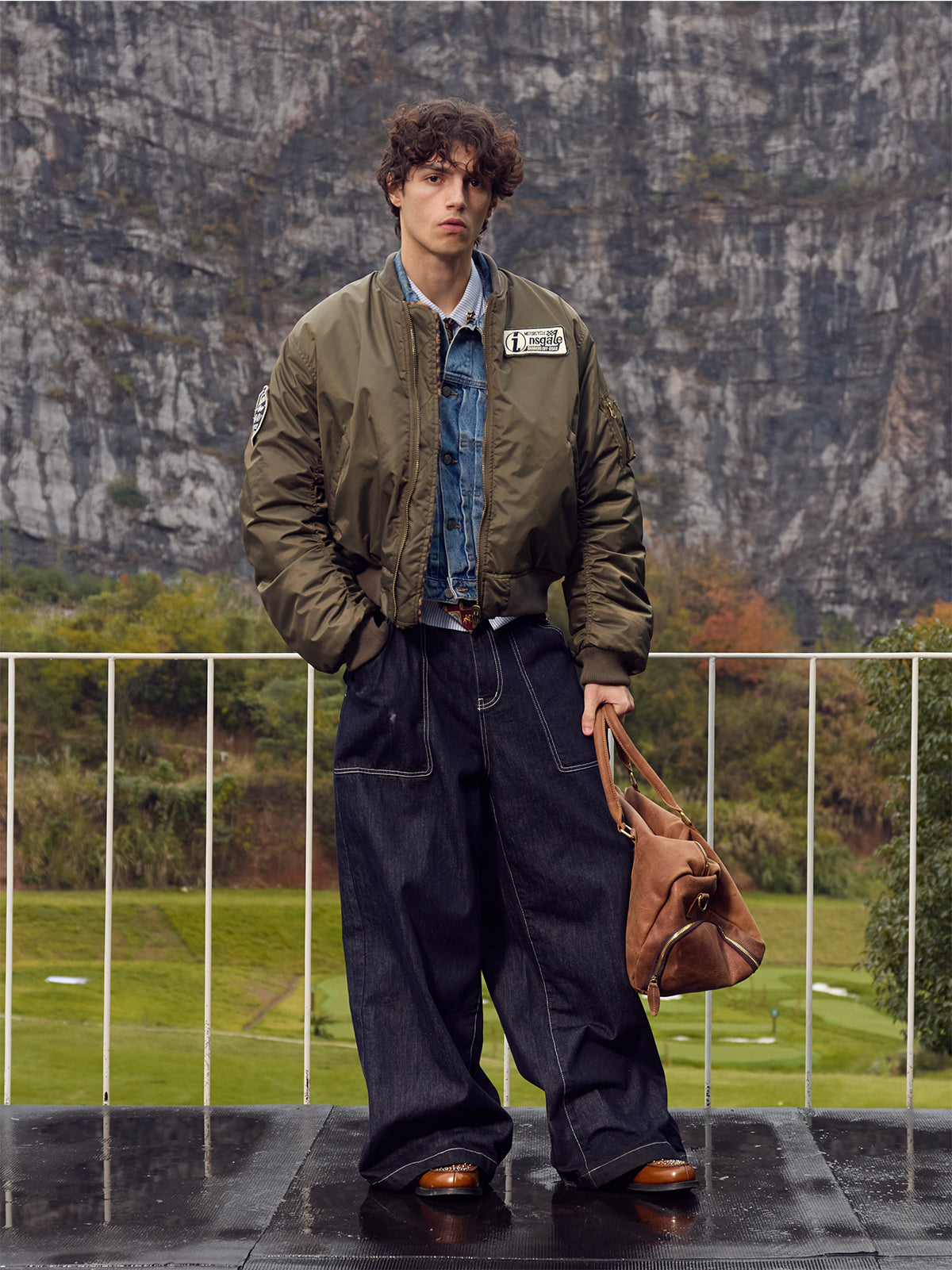 InsGale 25AW 雙面穿MA1重磅水貂毛軍綠豹紋棉服飛行夾克Boomber