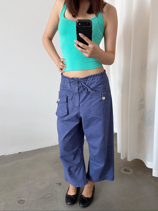 InsGale 26AW 法工藍水洗做舊直筒八分褲