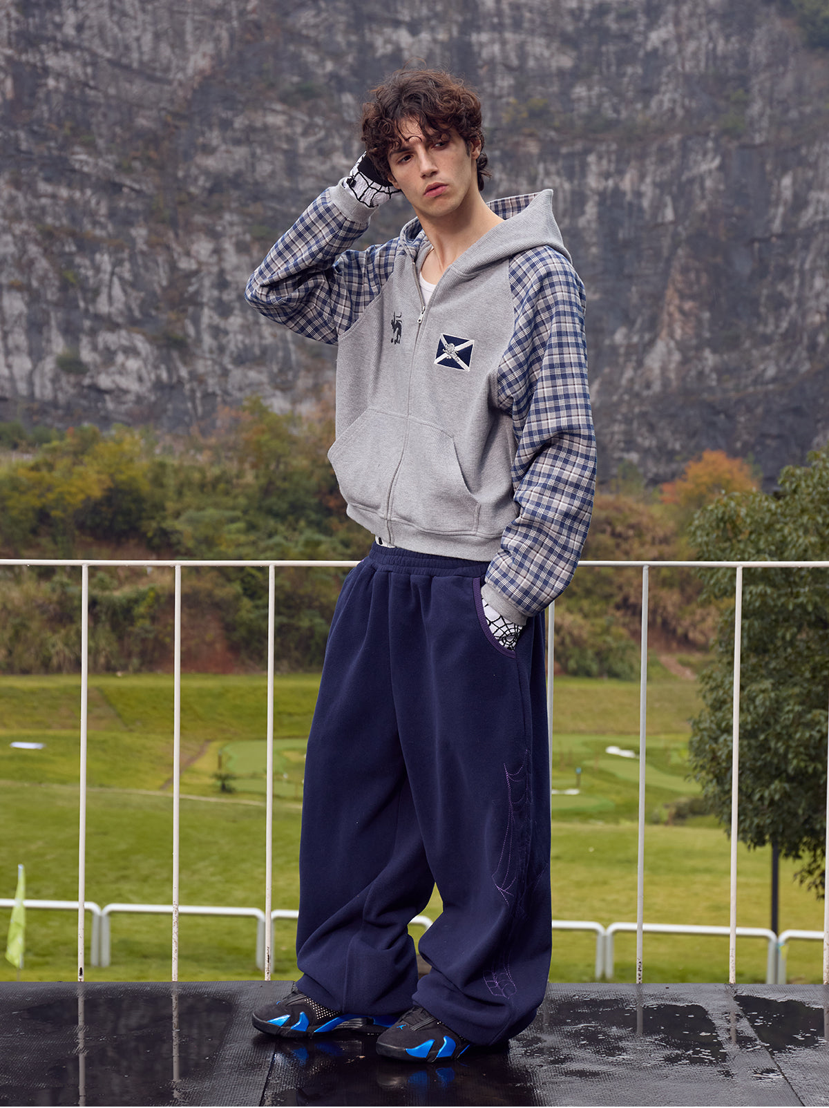 InsGale 25AW 蜘蛛網搖粒絨刺繡抓絨棉褲