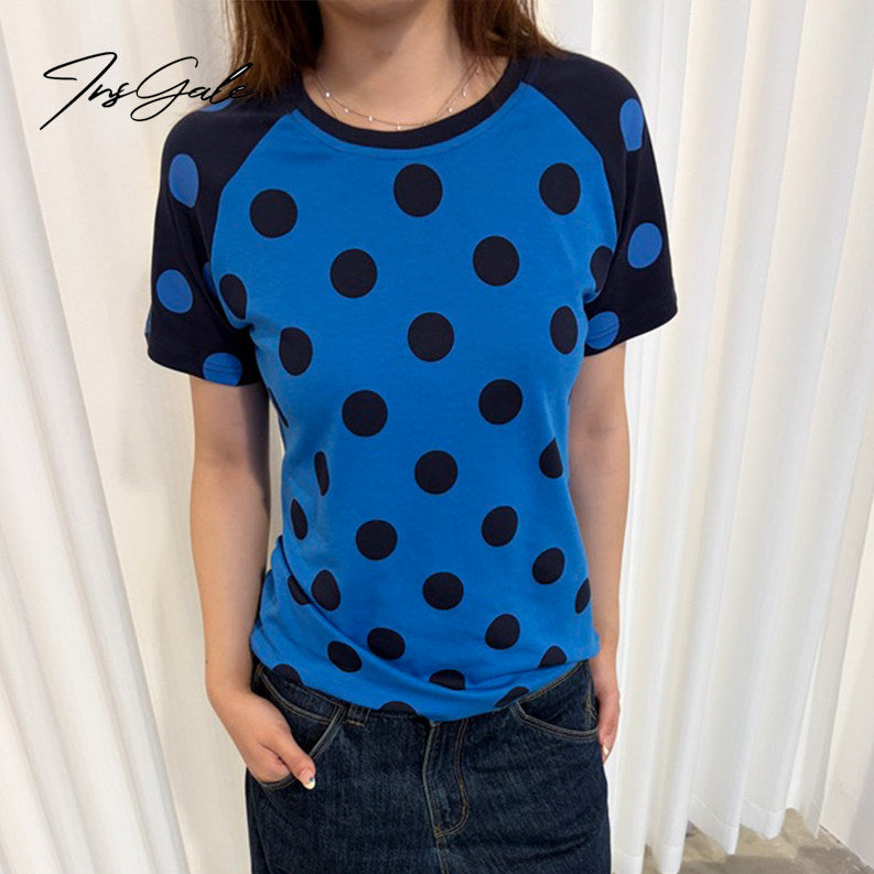 InsGale 26SS 藍色波點短T
