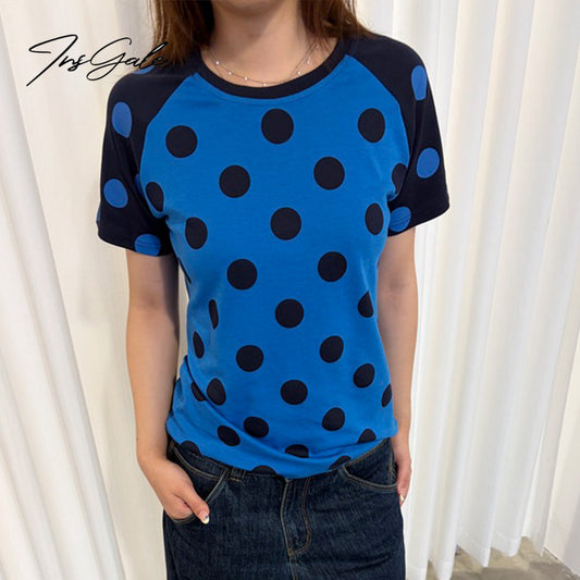 InsGale 26SS 藍色波點短T