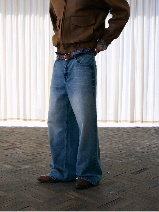 InsGale 25AW 經典冰藍水洗A字直筒牛仔褲