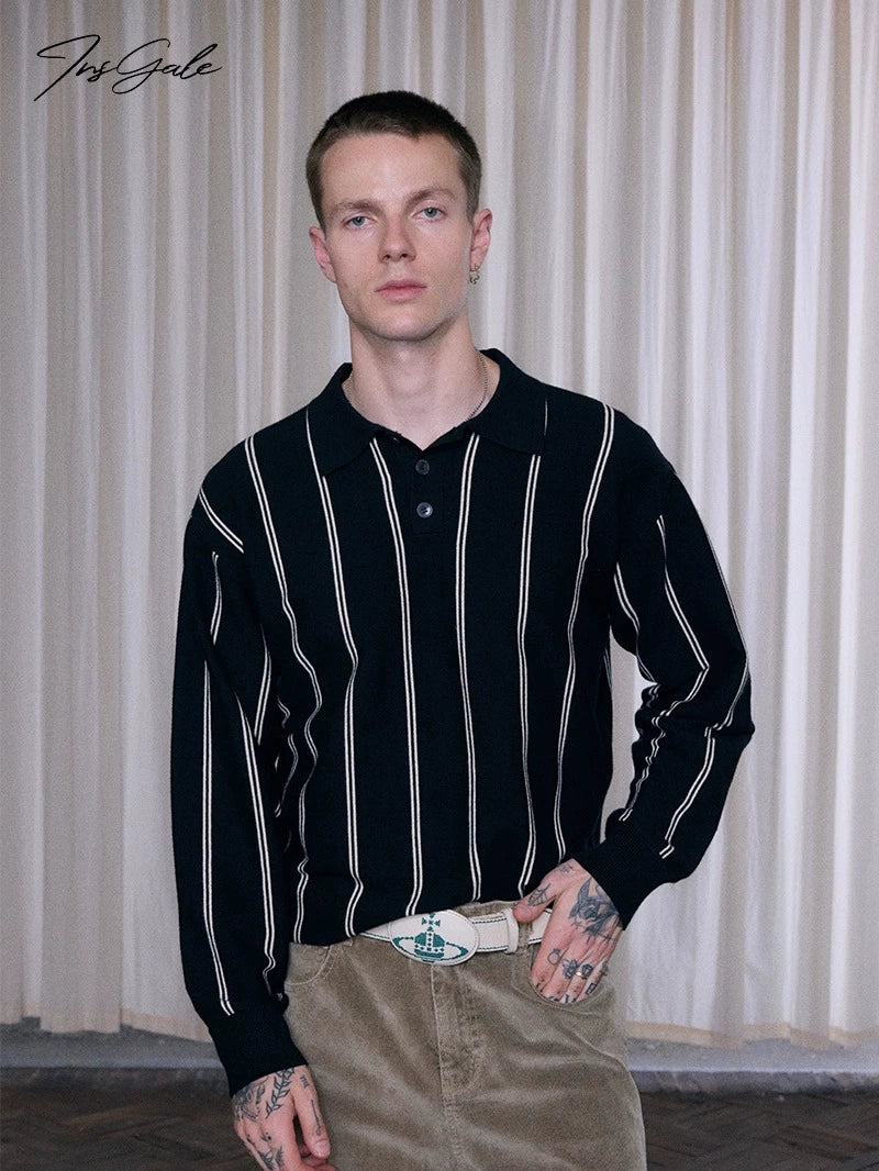 InsGale 25AW 條紋Polo針織毛衣