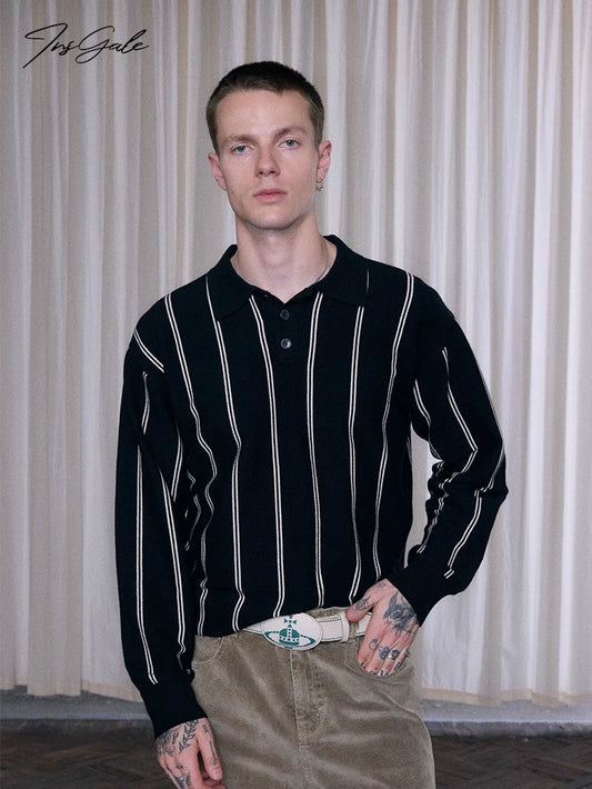 InsGale 25AW 條紋Polo針織毛衣