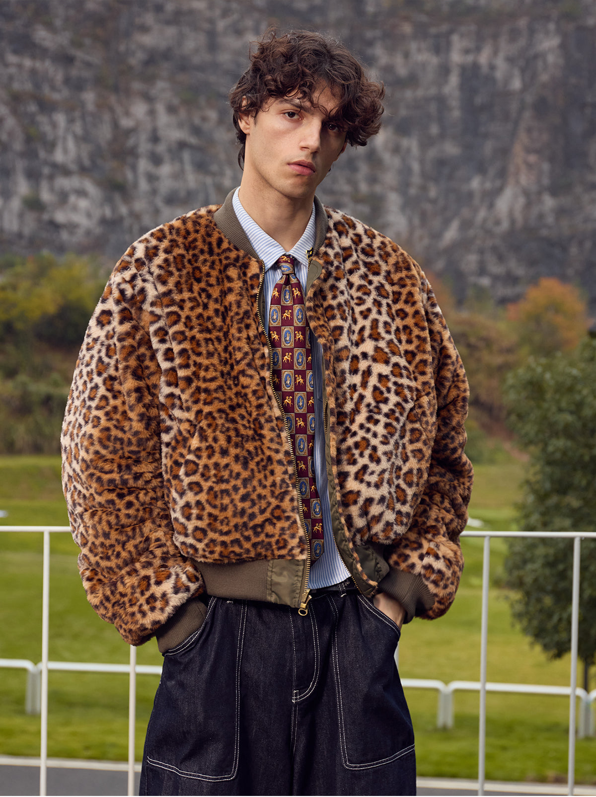 InsGale 25AW 雙面穿MA1重磅水貂毛軍綠豹紋棉服飛行夾克Boomber