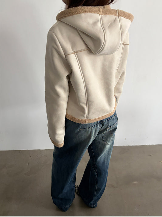 InsGale 26SS 羊羔絨牛角扣復古短夾克