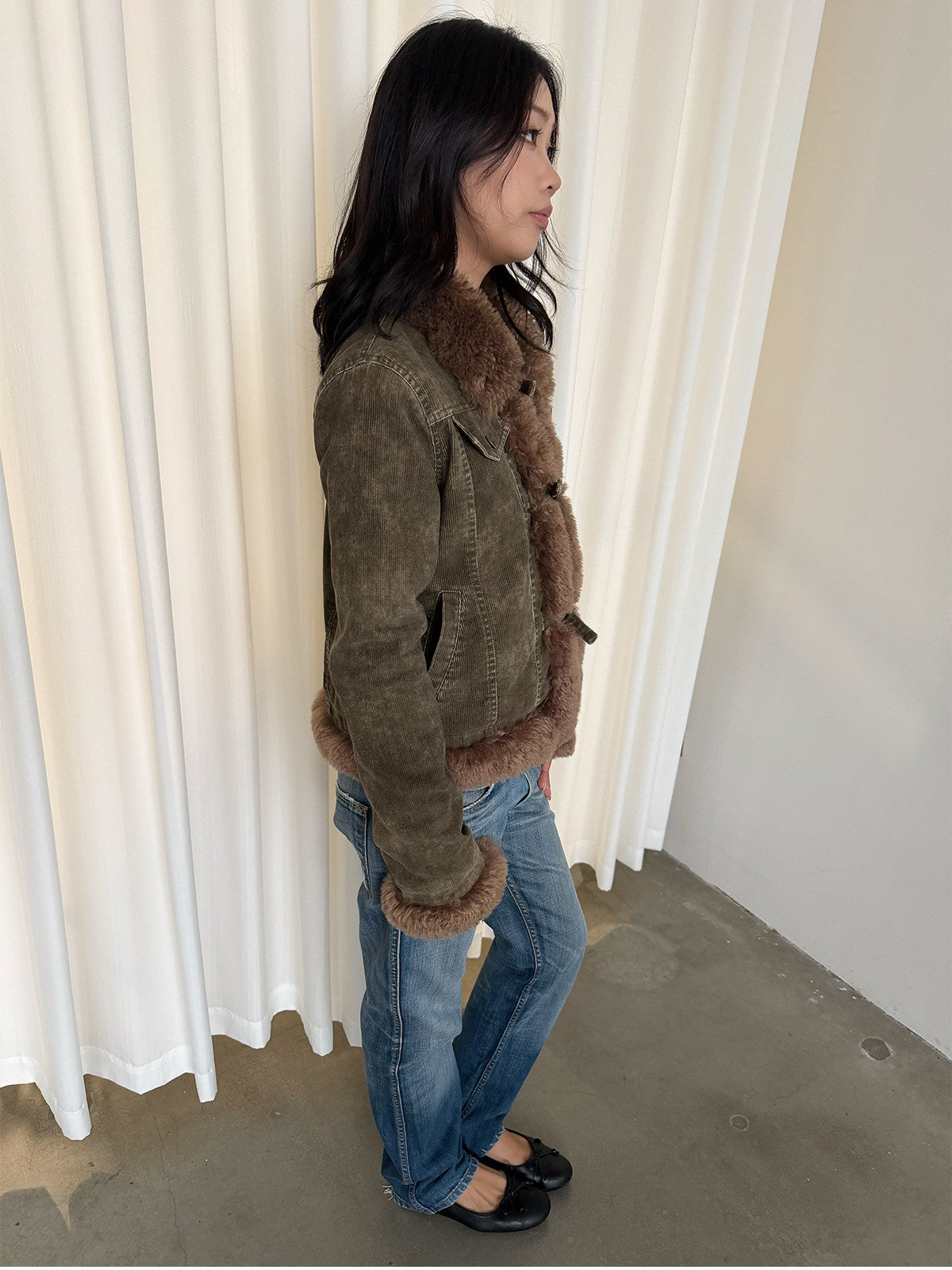 InsGale 26AW Vintage Olive Fleece Jacket