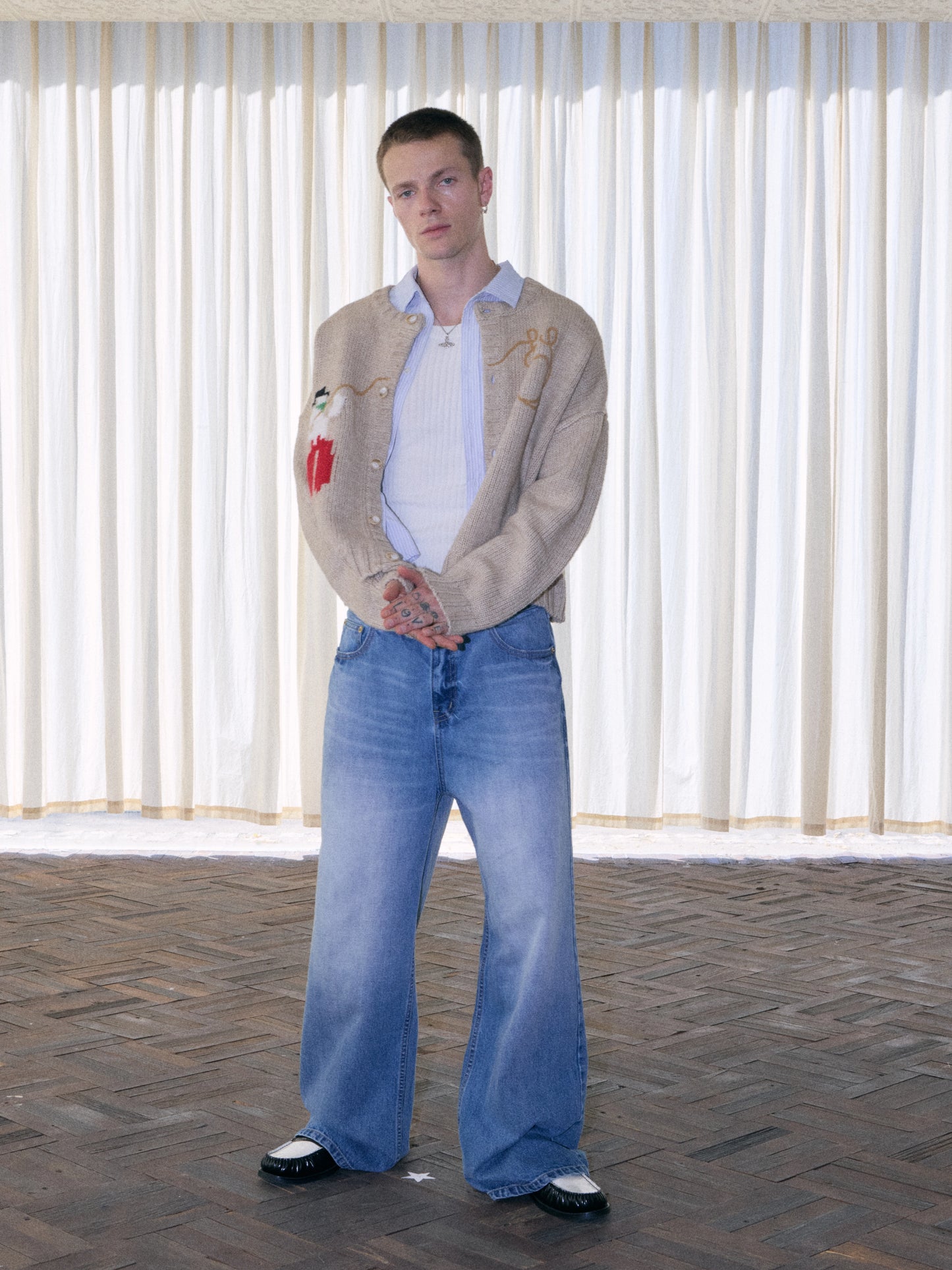 InsGale 25AW Classic Ice Blue Washed A-line Straight Leg Jeans 