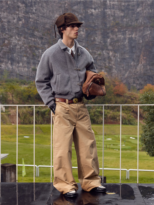 InsGale 25AW Wool Lobster Buckle MA1 Old Money Style Boomber 