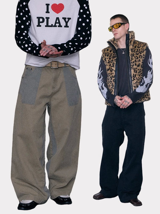 InsGale 25AW 水洗落色復古拼接工裝長褲