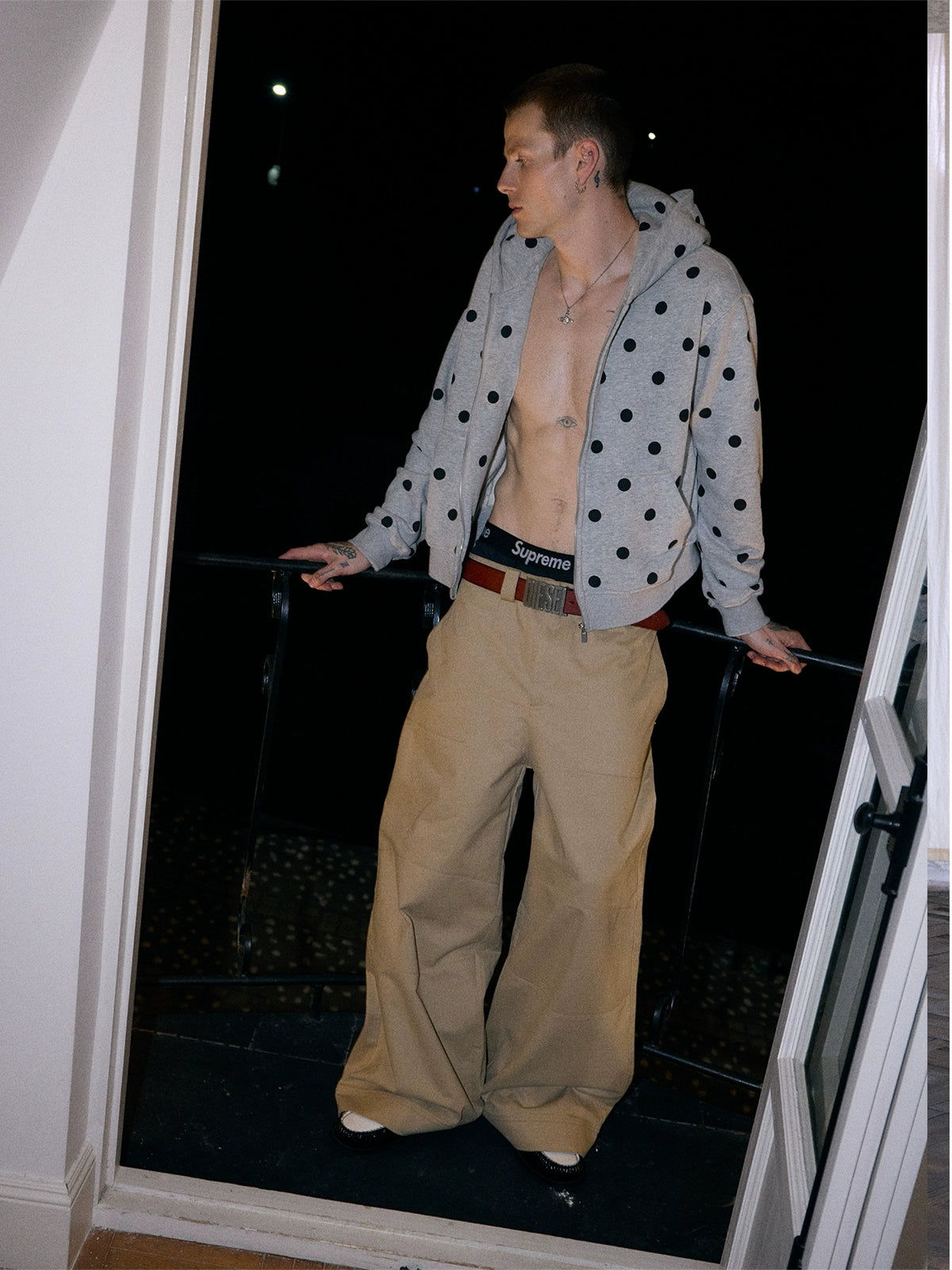 InsGale 25AW 點點加絨短寬連帽外套